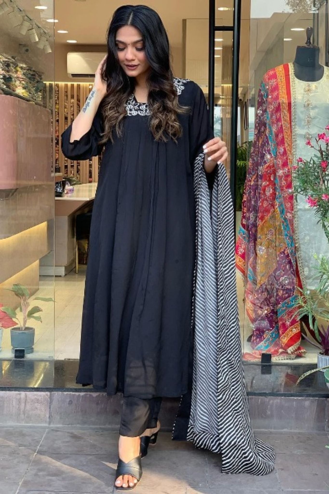 Women Embroidered A-Line Kurta Set with Dupatta