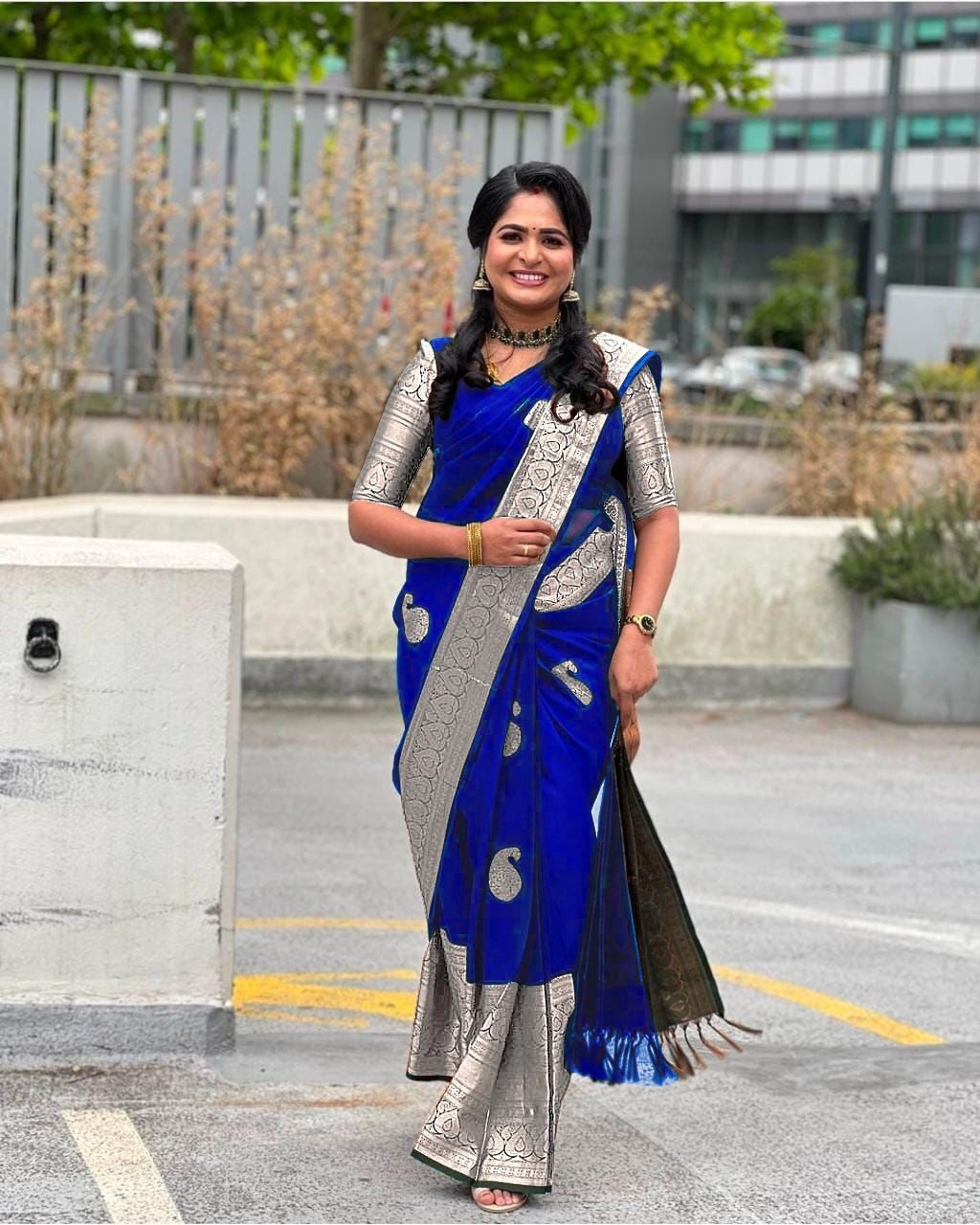 Blue Kanjivaram Pure Silk saree